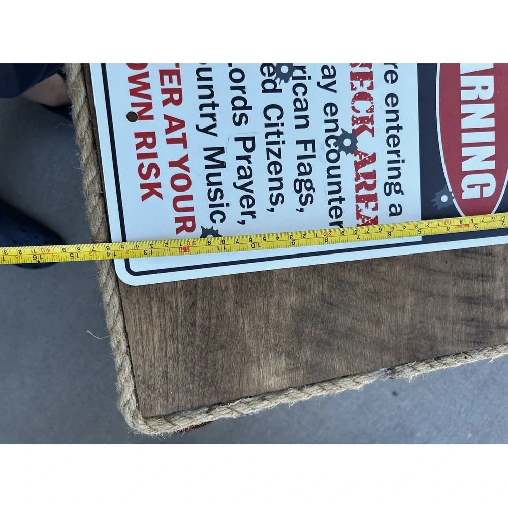 Warning Redneck Area Metal Sign 14 X 10 American Flag Armed Citizens Country